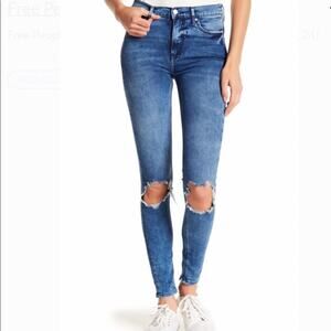 New Free People Skinny Busted Knee Blue Jeans Women's Size 28